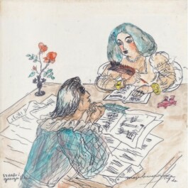 Dessin George Sand et Frédéric Chopin - Institut Chopin